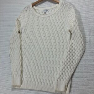 Old Navy Cable Knit Sweater Cream Long Sleeve Textured‎ Pullover Top Size S